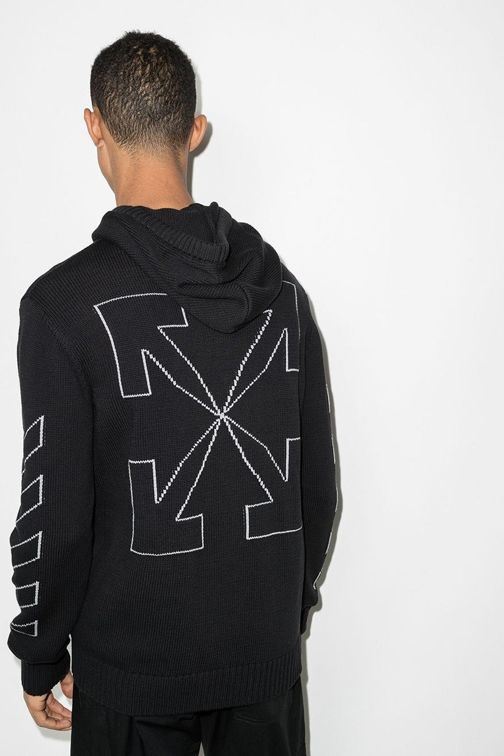 Off-White Diag Outline knitted zip-up hoodie
