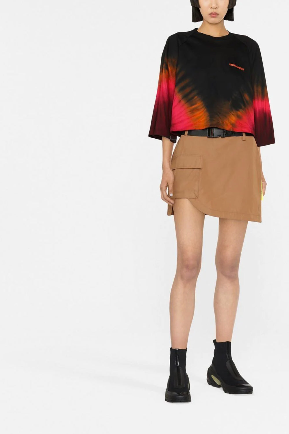 BARROW asymmetric belted mini skirt