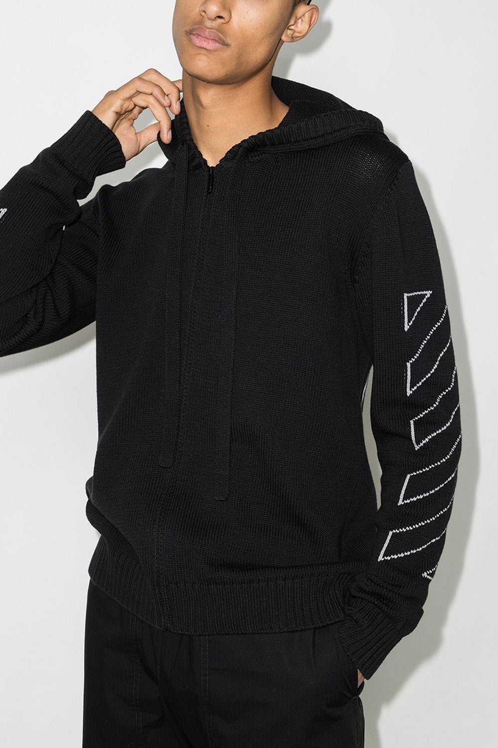 Off-White Diag Outline knitted zip-up hoodie