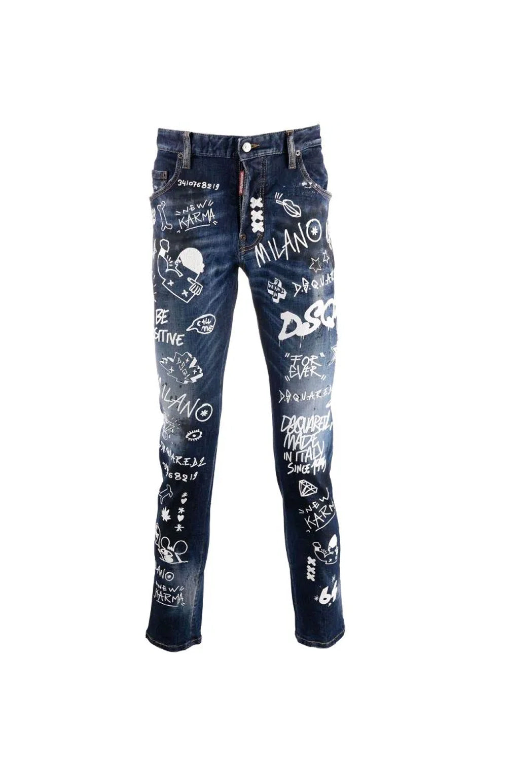 Dsquared2 cartoon print slogan jeans‏