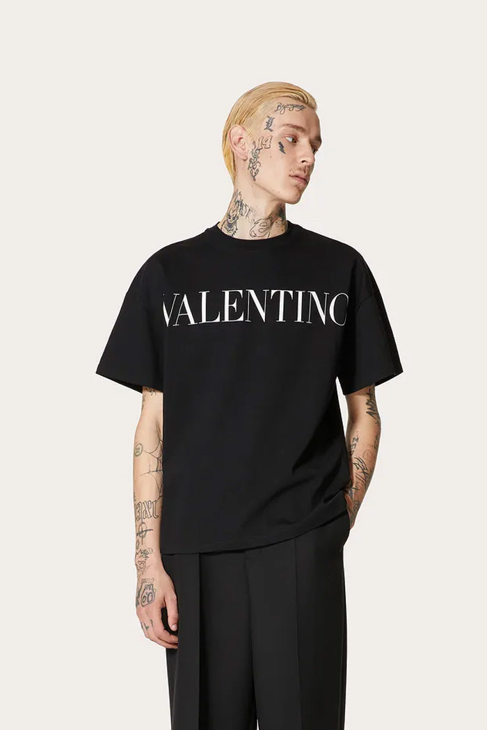 Valentino COTTON T-SHIRT WITH VALENTINO PRINT