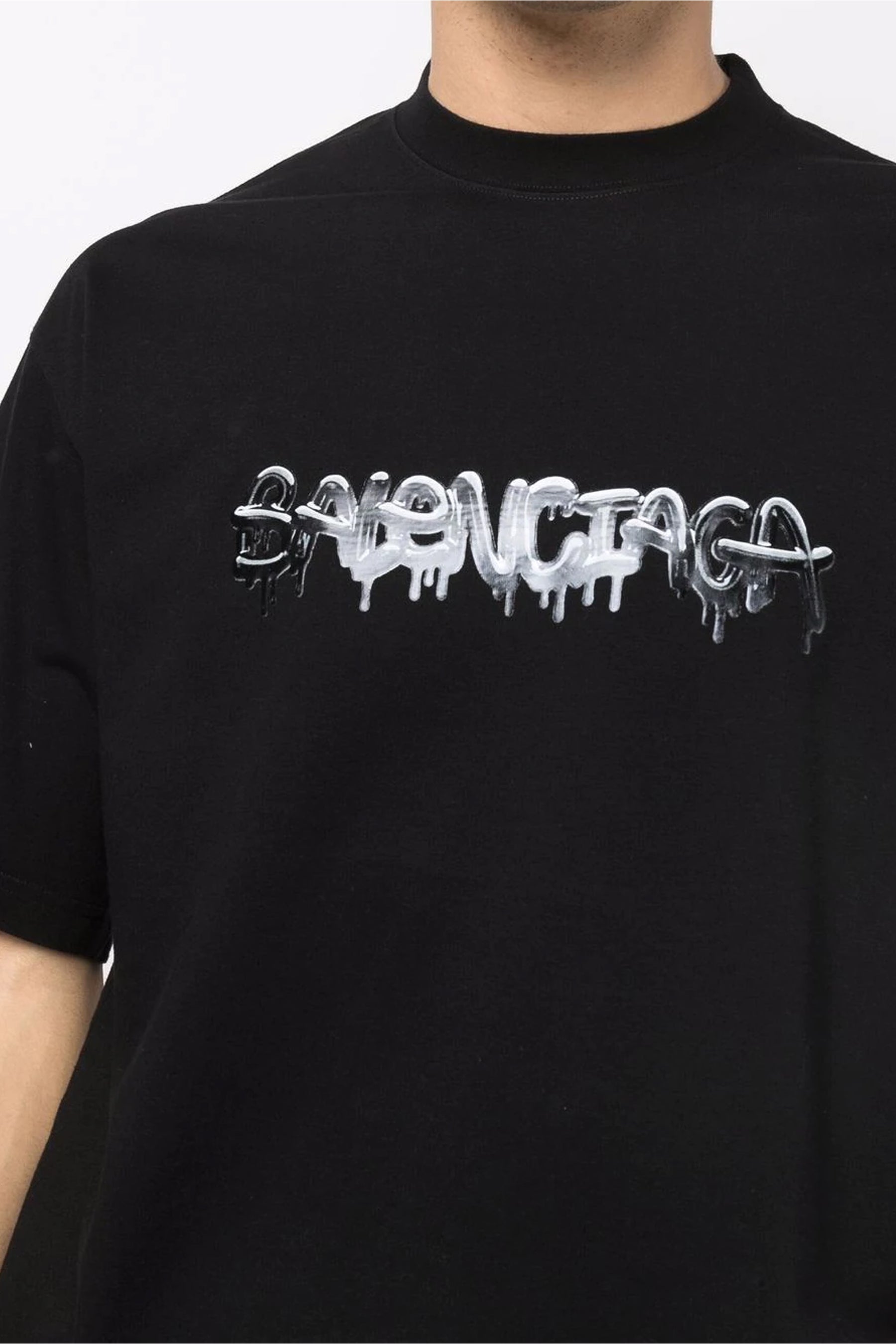 Balenciaga black graffiti-print cotton T-shirt