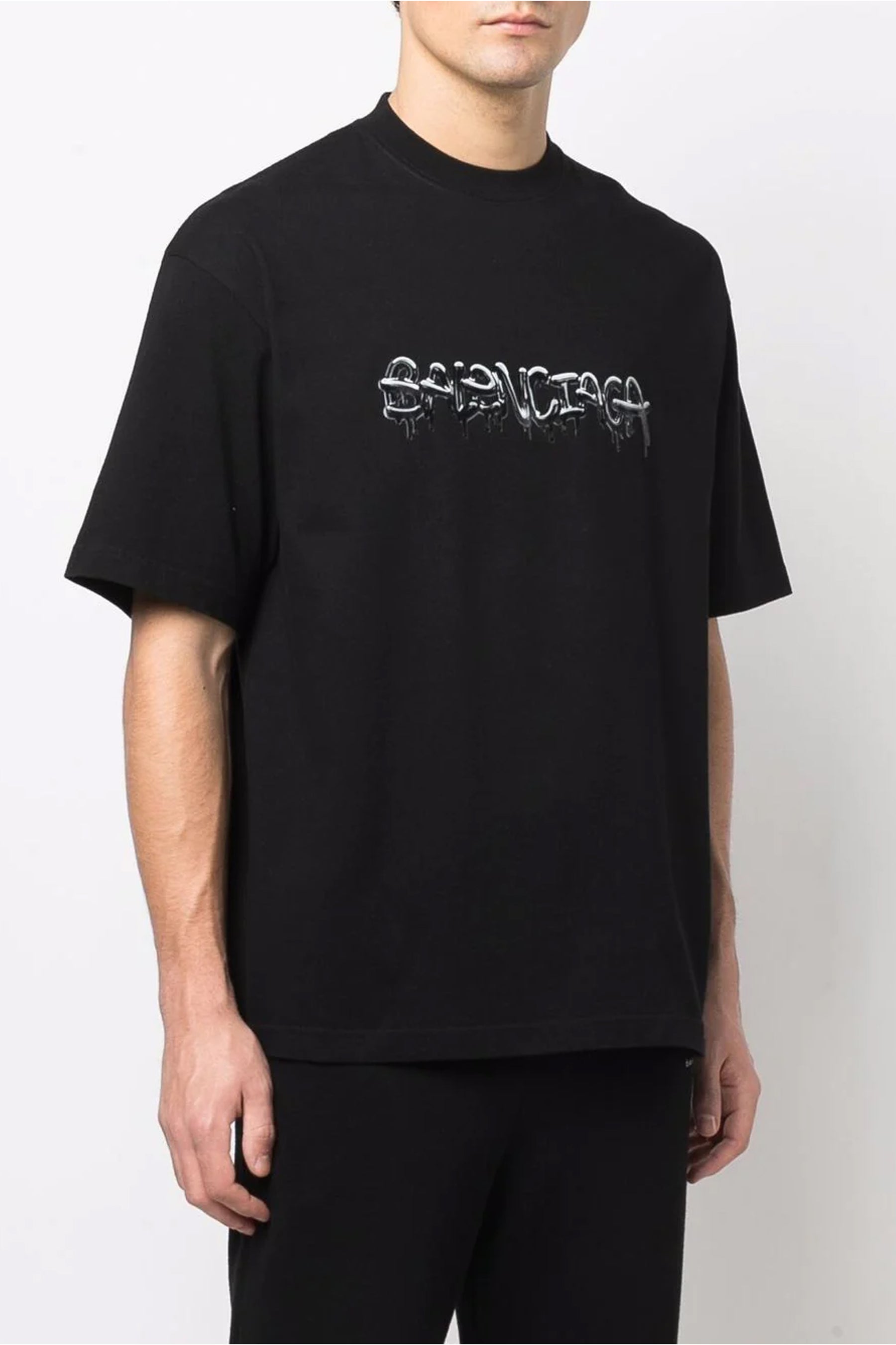Balenciaga black graffiti-print cotton T-shirt