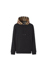 Burberry Check Hood Cotton Blend Hoodie