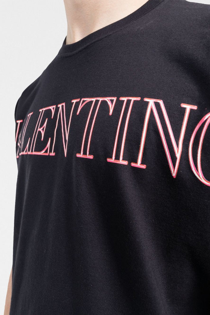 Valentino T-SHIRT WITH VALENTINO NEON UNIVERSE PRINT