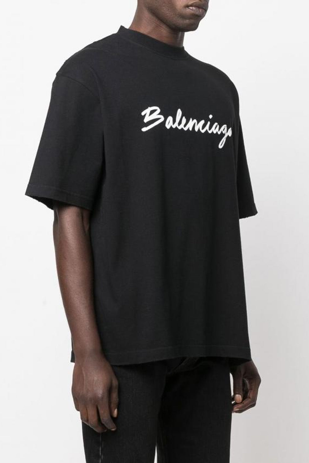 Balenciaga logo print distressed-finish T-shirt Black