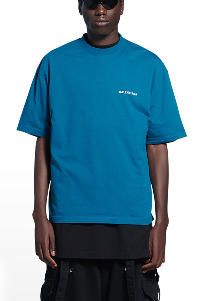 Balenciaga Blue logo cotton T-shirt