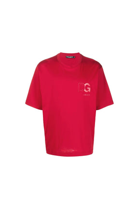 Dolce & Gabbana logo-embossed Red cotton T-shirt