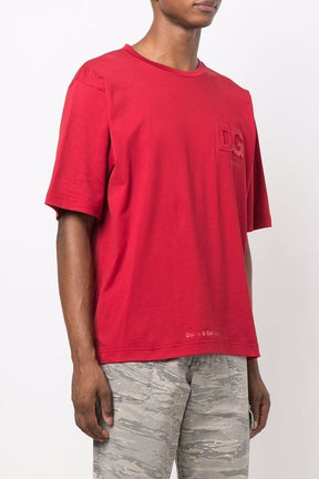 Dolce & Gabbana logo-embossed Red cotton T-shirt