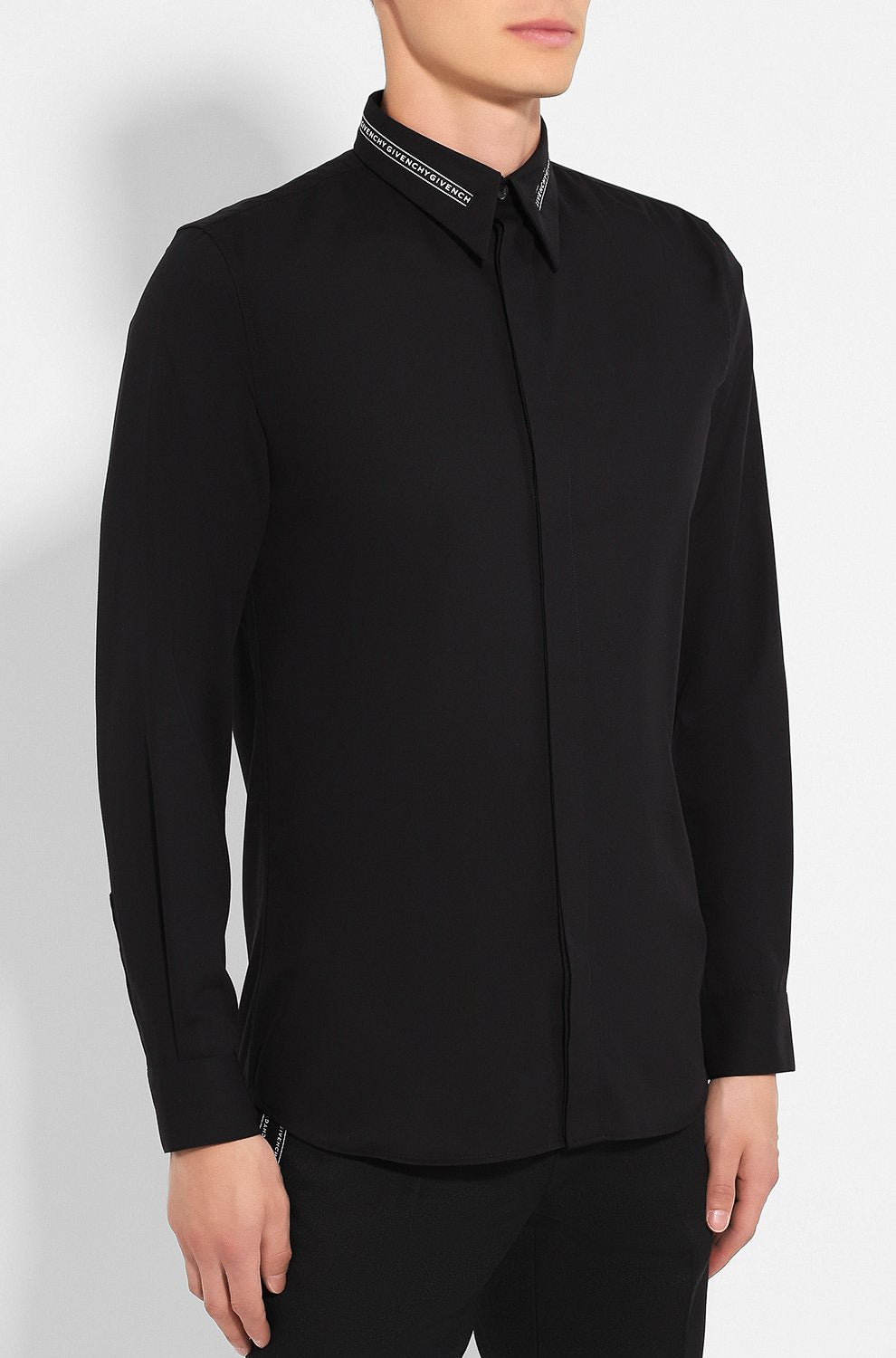GIVENCHY SHIRT WITH TAPE LOGO ROUND NECK