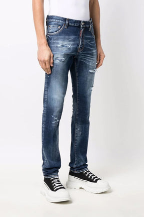 Dsquared2 stonewashed slim distressed jeans