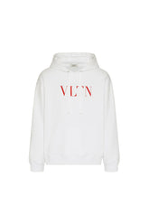 Valentino White VLTN Red-Logo Hoodie
