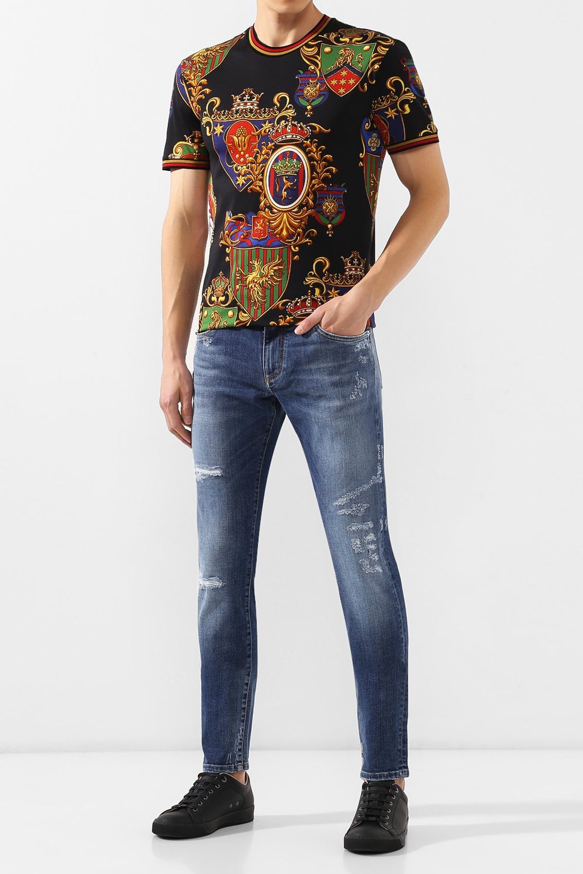 Dolce & Gabbana Cotton T-Shirt All Over Print Pattern