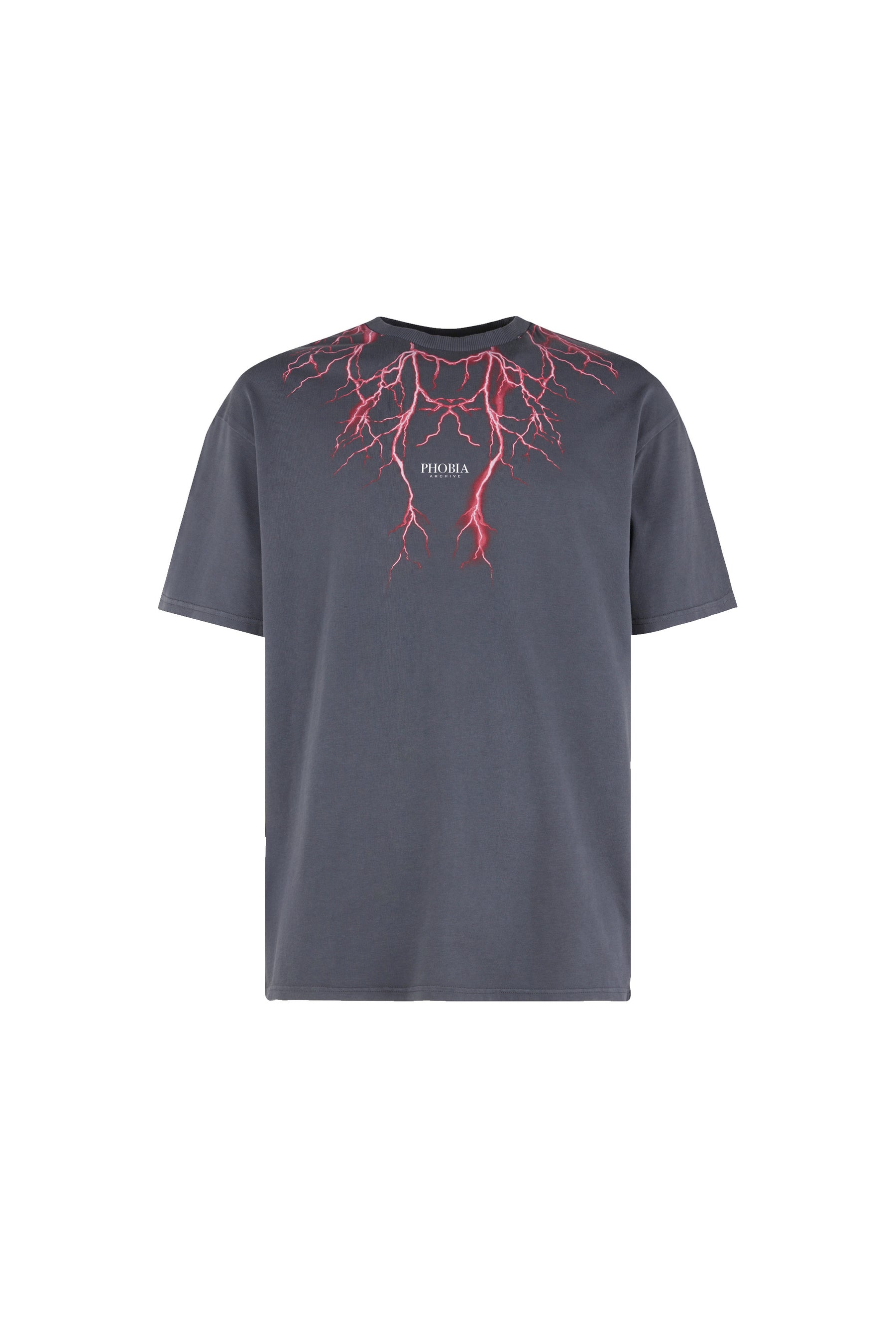 PHOBIA Grey T-Shirt with Red lightning on front