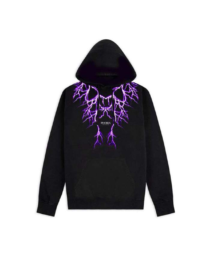 PHOBIA BLACK HOODIE WITH PURPLE EMBROIDERY LIGHTNING