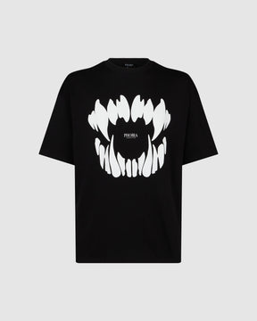 PHOBIA BLACK T-SHIRT WITH WHITE MOUTH PRINT