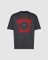 PHOBIA GREY T-SHIRT WITH RED MOUTH PRINT