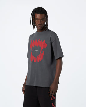 PHOBIA GREY T-SHIRT WITH RED MOUTH PRINT4