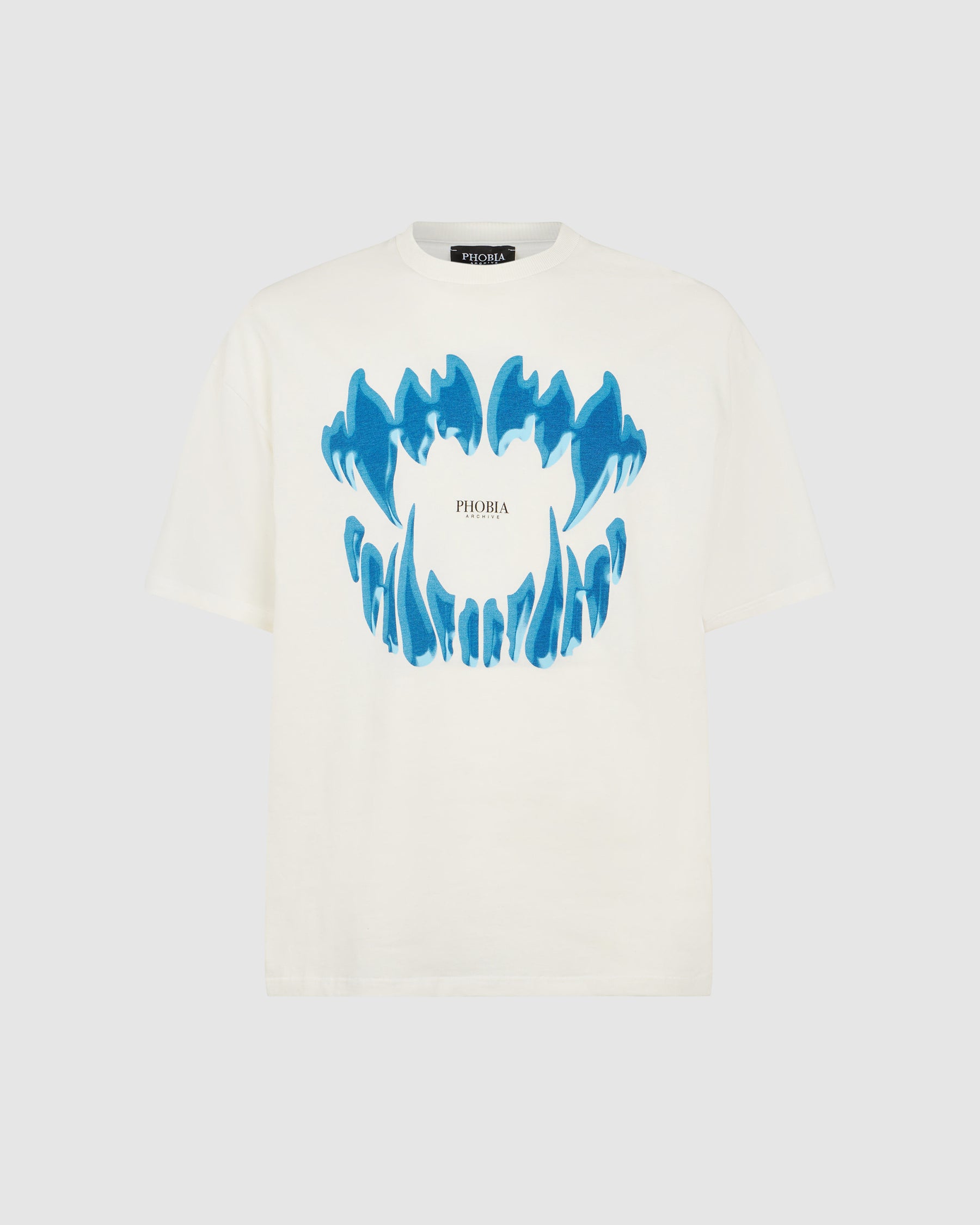 PHOBIA OFF WHITE T-SHIRT WITH LIGHT BLUE MOUTH PRINT