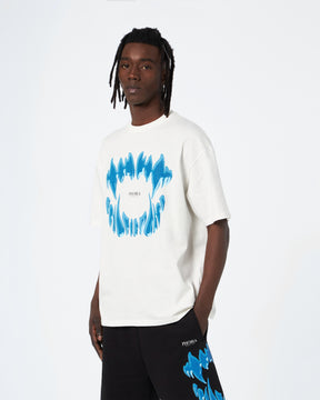 PHOBIA OFF WHITE T-SHIRT WITH LIGHT BLUE MOUTH PRINT