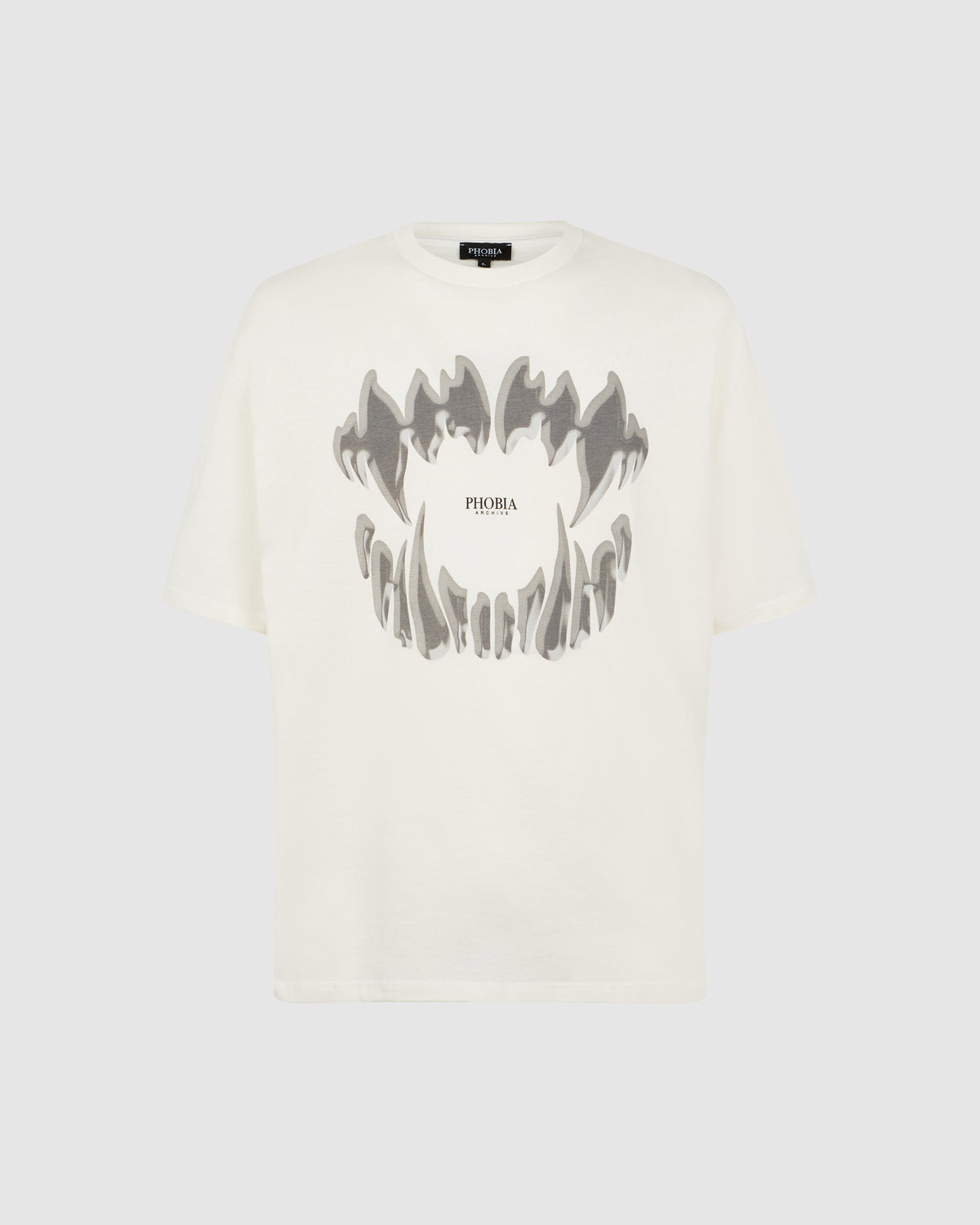 PHOBIA OFF WHITE T-SHIRT WITH GREY MOUTH PRINT