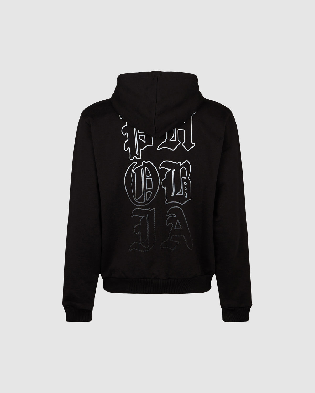 PHOBIA BLACK HOODIE WITH WHITE MOUTH PRINT