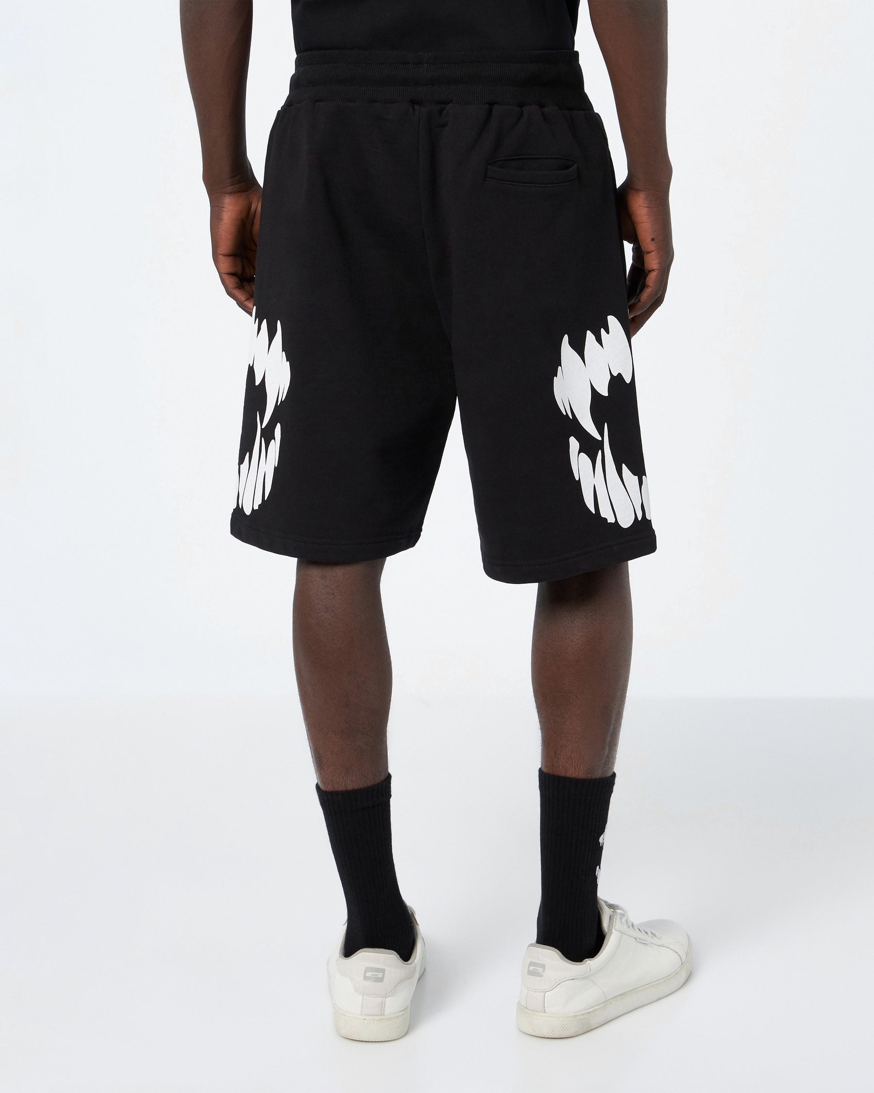 PHOBIA BLACK SHORTS WITH WHITE MOUTH PRINT