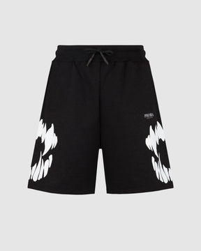 PHOBIA BLACK SHORTS WITH WHITE MOUTH PRINT