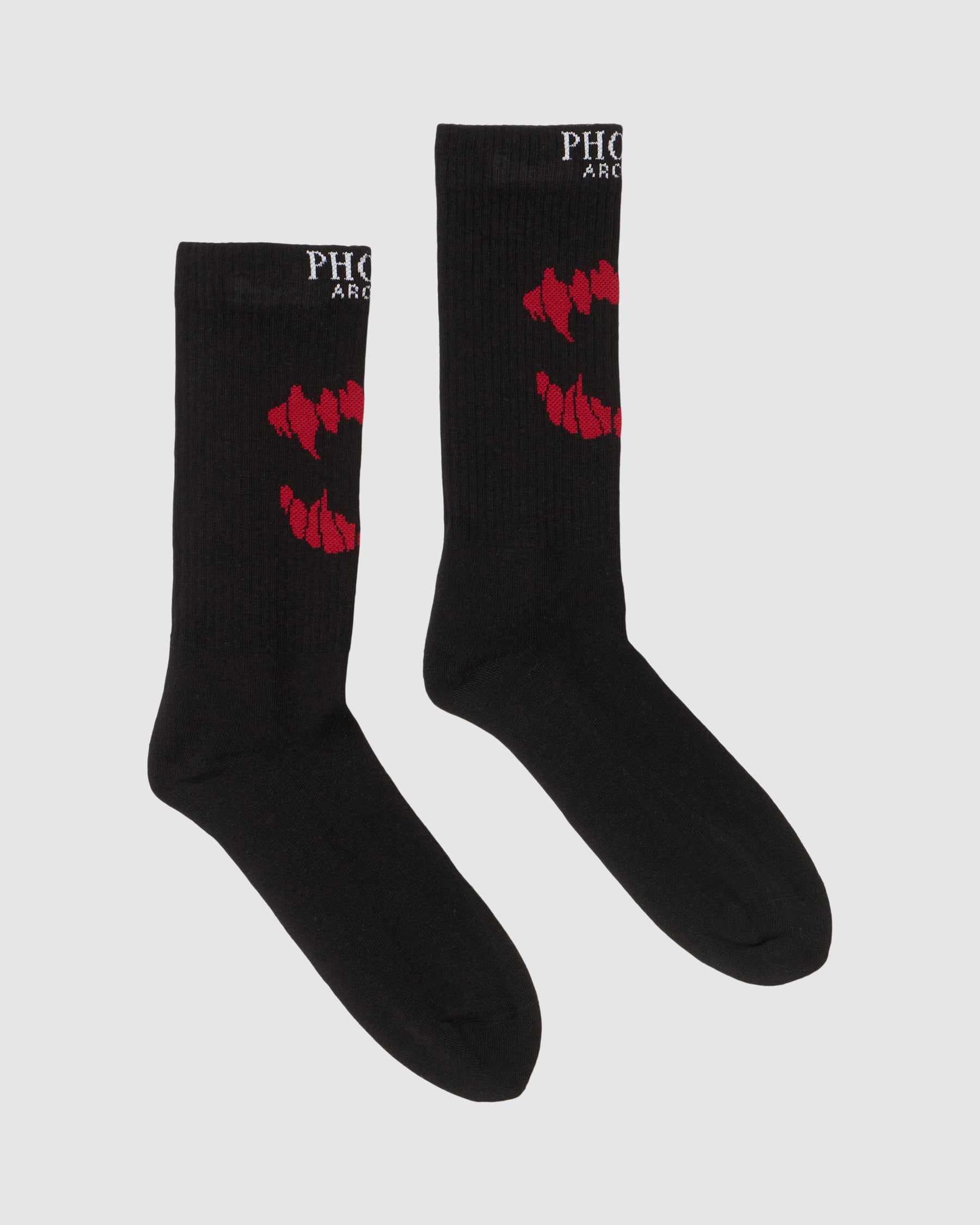 PHOBIA BLACK SOCKS WITH RED MOUTH