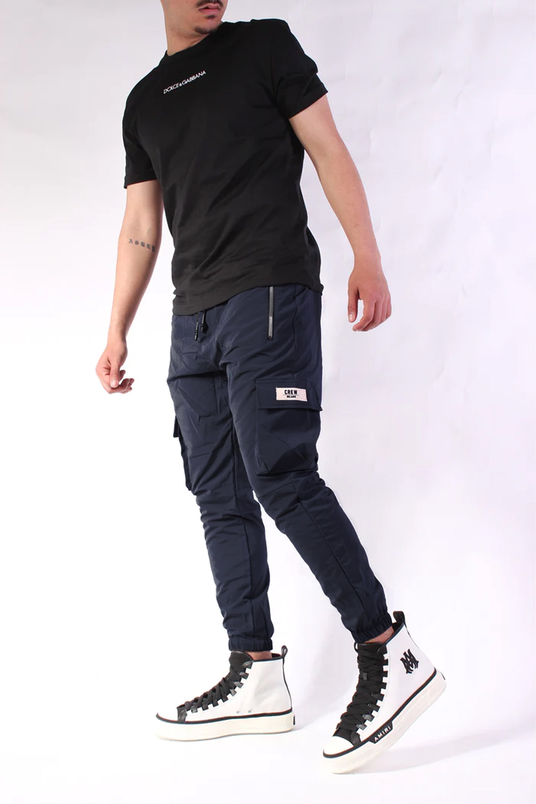 CREW Dark Blue Cargo Pants Zipper Rubber