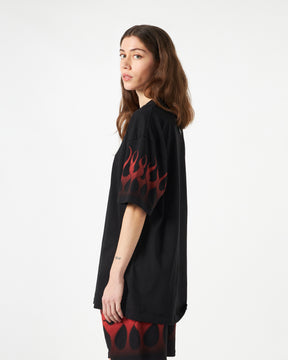 VISION OF SUPER BLACK TSHIRT WITH RED FLAMES