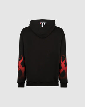 VISION OF SUPER BLACK HOODIE WITH RED FLAMES