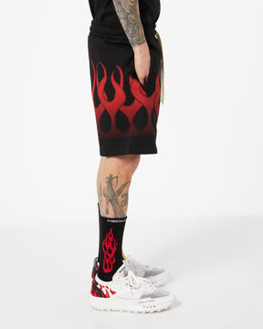 VISION OF SUPER BLACK SHORTS WITH RED FLAMES