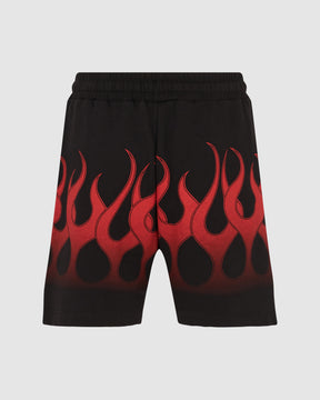 VISION OF SUPER BLACK SHORTS WITH RED FLAMES