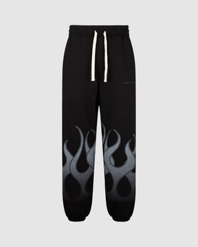 VISION OF SUPER BLACK PANTS WITH GREY FLAMES