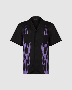 VISION OF SUPER BLACK SHIRT WITH PURPLE FLAMES