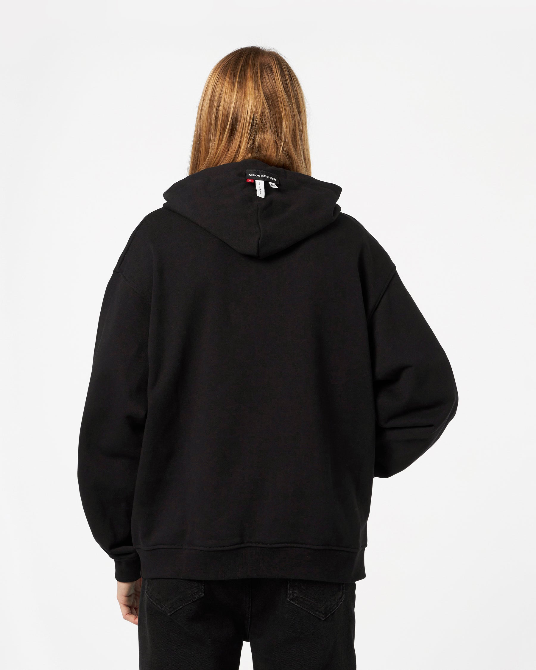 VISION OF SUPER BLACK HOODIE WITH PUFFY VOS PRINT