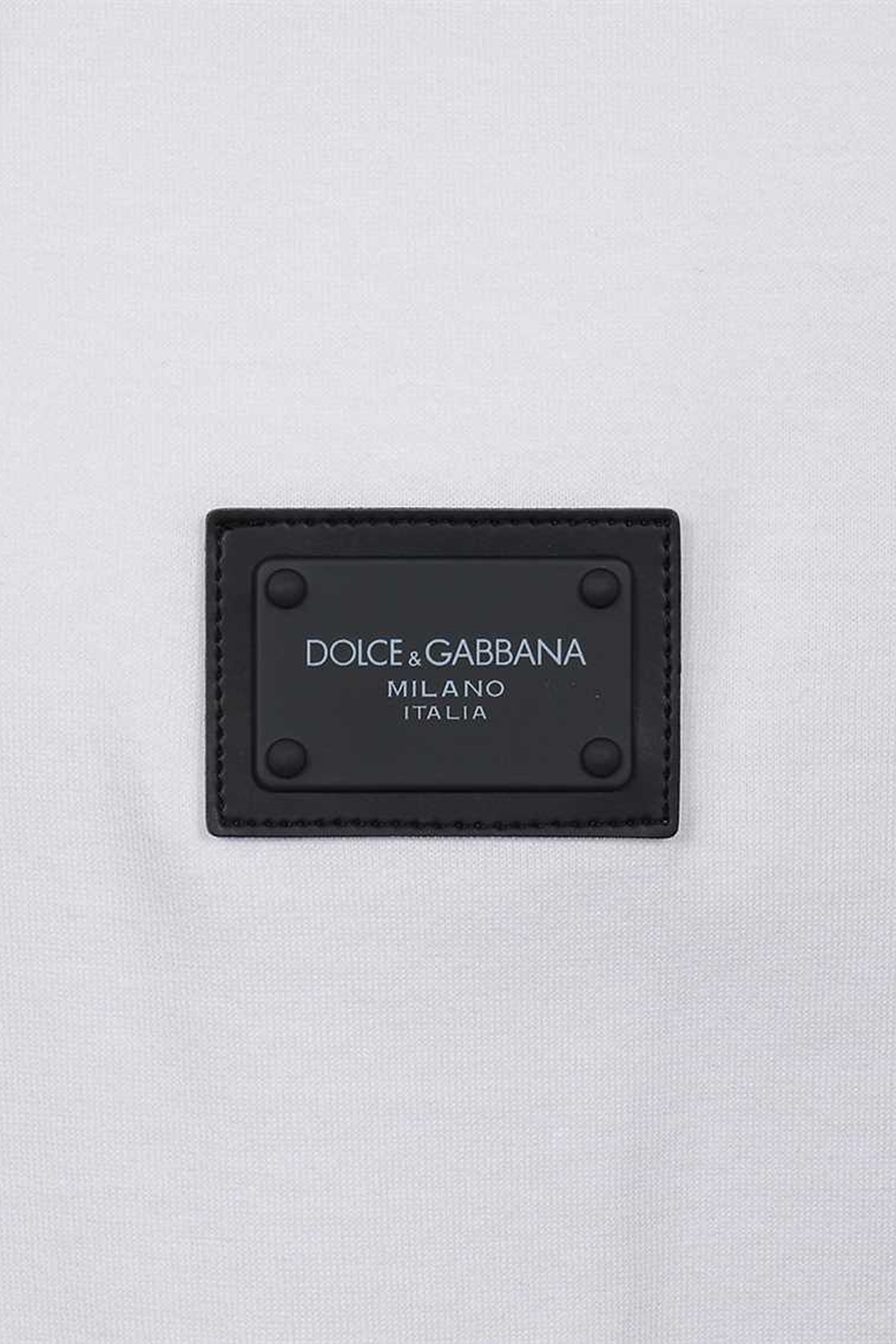 Dolce & Gabbana White Cotton Black Plate T-Shirt