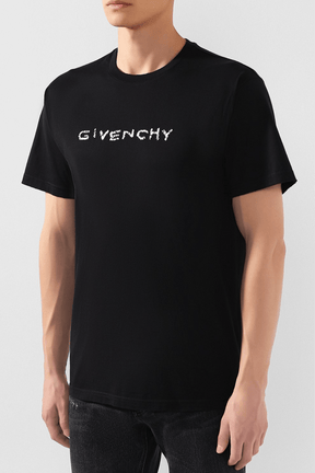 חולצה טי שחורה לוגו תפירה חולצות Givenchy 