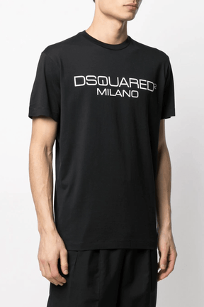 חולצה טי קצרה דיסקוורד שחורה לוגו מילאנו Dsauared2 Milano