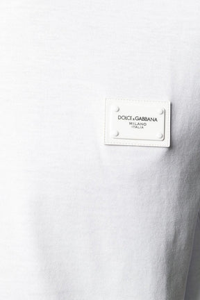 White Cotton Plate T-Shirt SS21 חולצות קצרות DOLCE & GABBANA